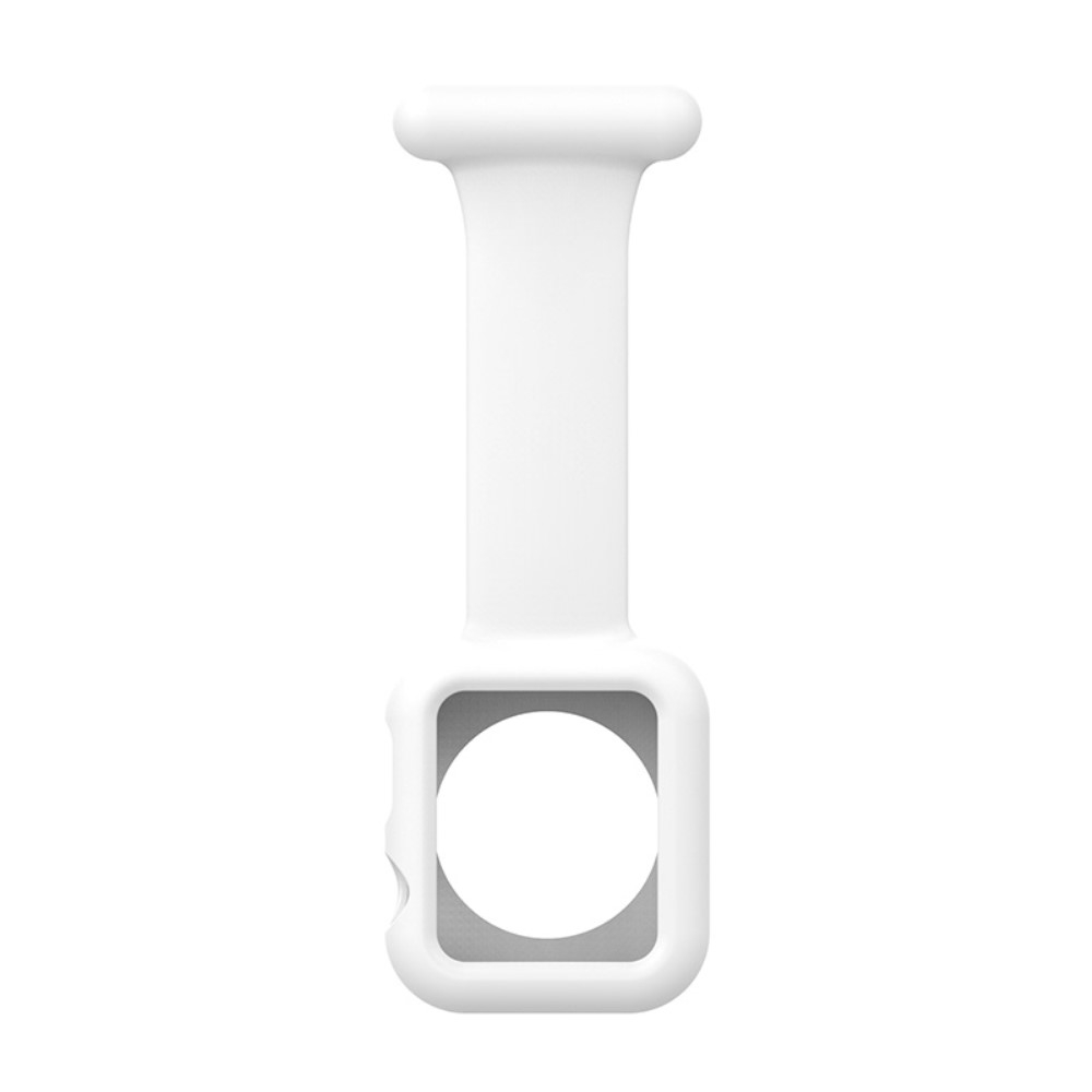Apple Watch (49/46/45/44 mm) Silikon Uhren Schutzhülle Ansteck Halterung mit Sicherheitsnadel - Weiss