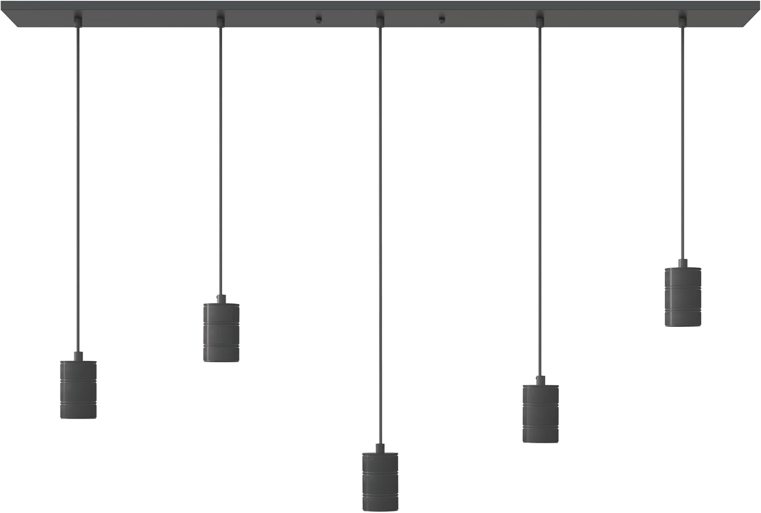 CALEX Pendelleuchte E27, 5-flammig, Schwarz, Retro-Design für Esszimmer & Wohnzimmer, Metall