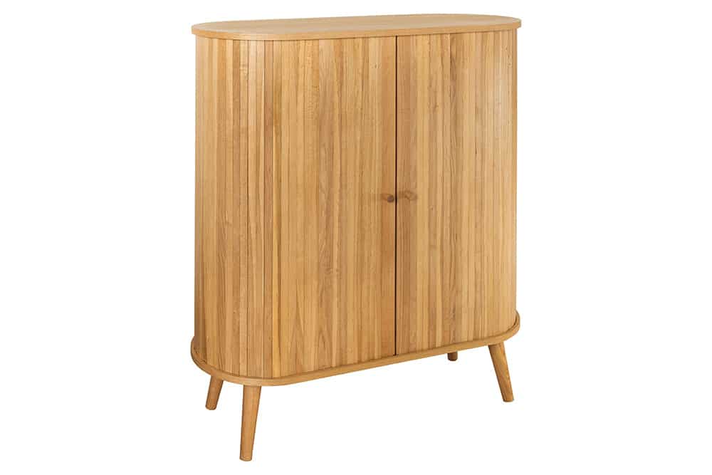 Retro Highboard VALHALLA WOOD 120cm natur Eichenholz Schiebetüren