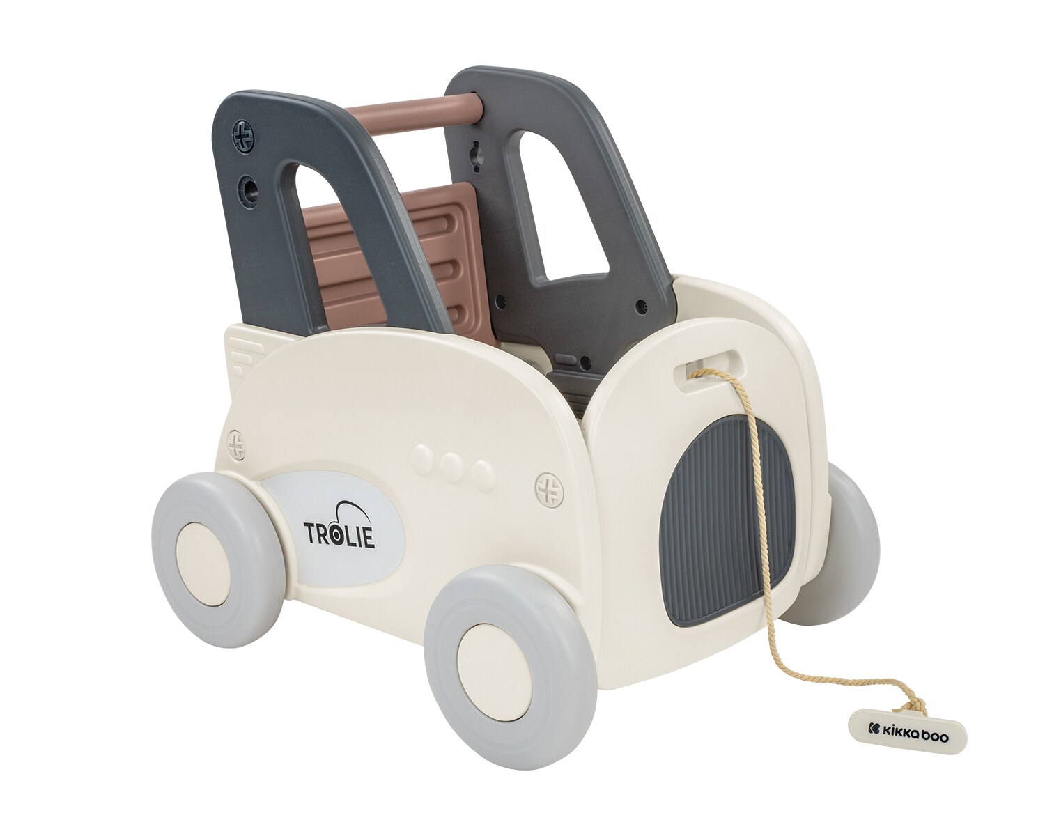 Kikkaboo Lauflernwagen 4 in 1 Trolie Ziehspielzeug, Rutscher, Aufbewahrungsbox weiß