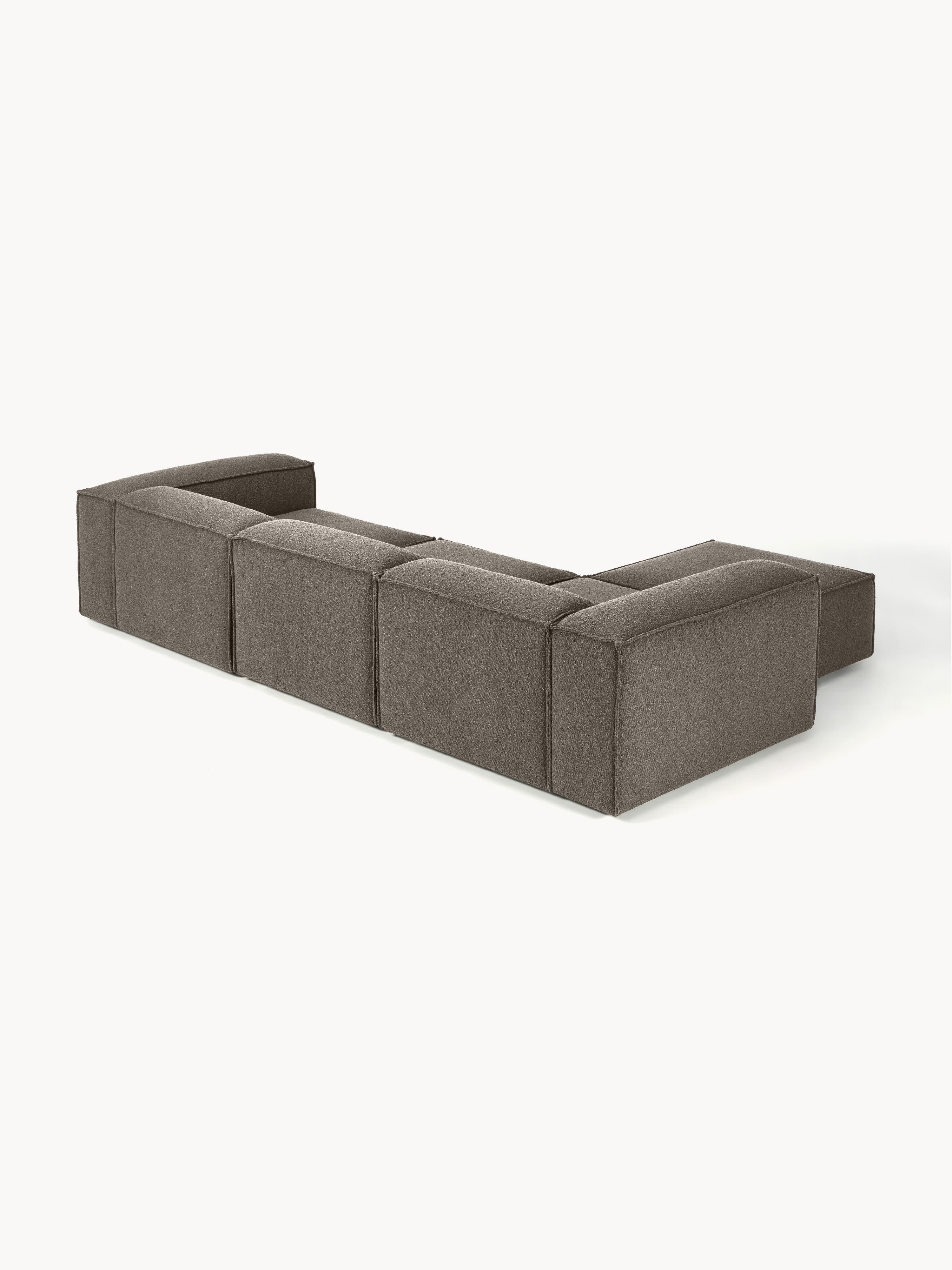 Lennon modulaire bank (4-zits) in bouclé met poef (links/rechts)