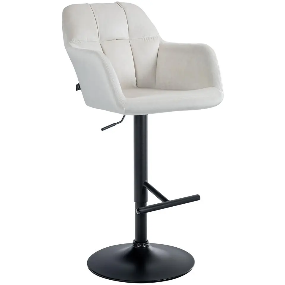 CLP Barkruk Natoma zwart Frame - Fluweel - creme