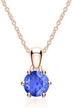 Ketting en hanger in 14 karaat roségoud met Saffier