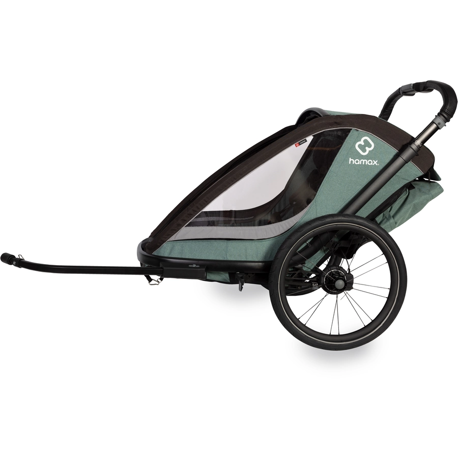 hamax Kinderfahrradanhänger Cocoon Zweisitzer greenblack
