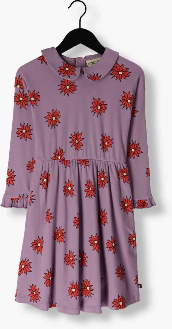CARLIJNQ paarse carlijnq midi jurk dahlia- dress longsleeve