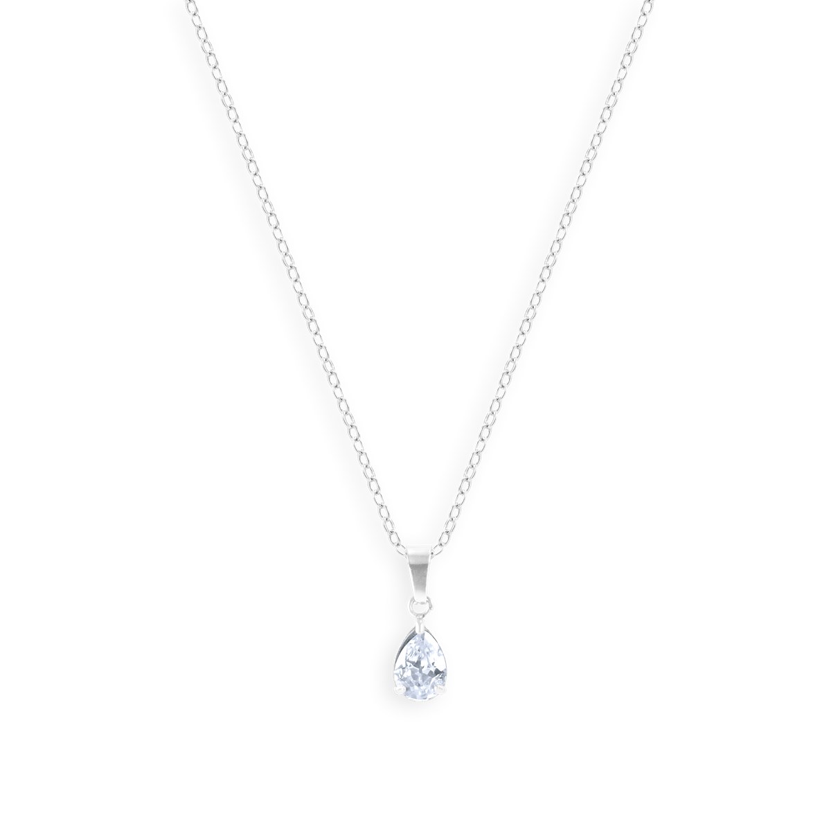 Collier en acier argenté avec oxyde de zirconium