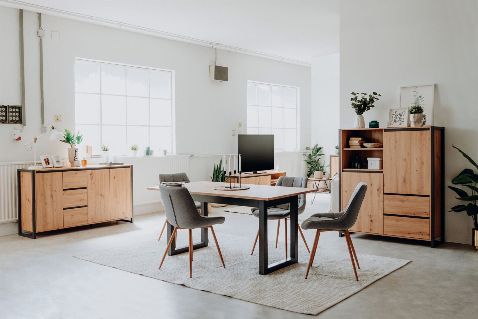 Sideboard Denver Artisan Oak-Optik/Anthrazit 160 x 88 x 40 cm