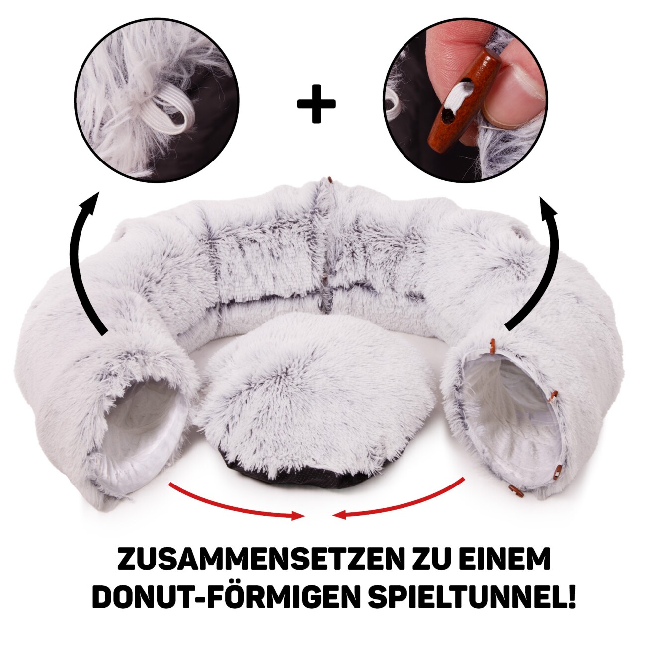 Canadian Cat Company Katzentunnel OTIS - Donut-Tunnel inkl. Liegekissen | grau | ca. 80 x 80 x 26 cm grau