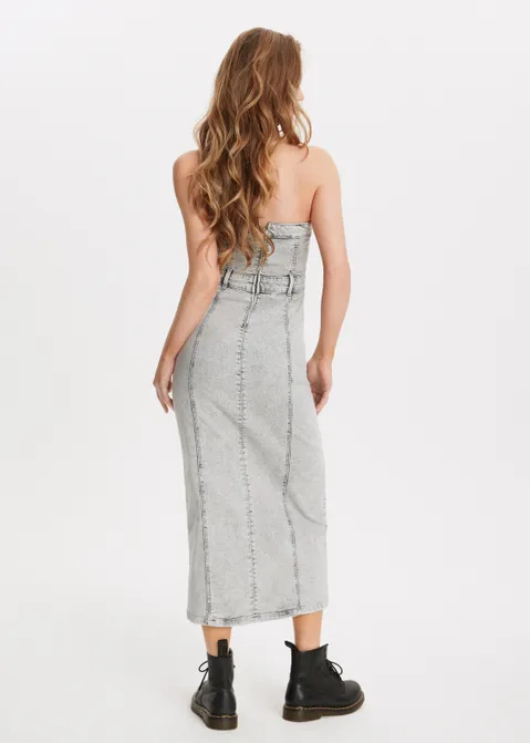 Strapless denim jurk grijs (GRS.L)