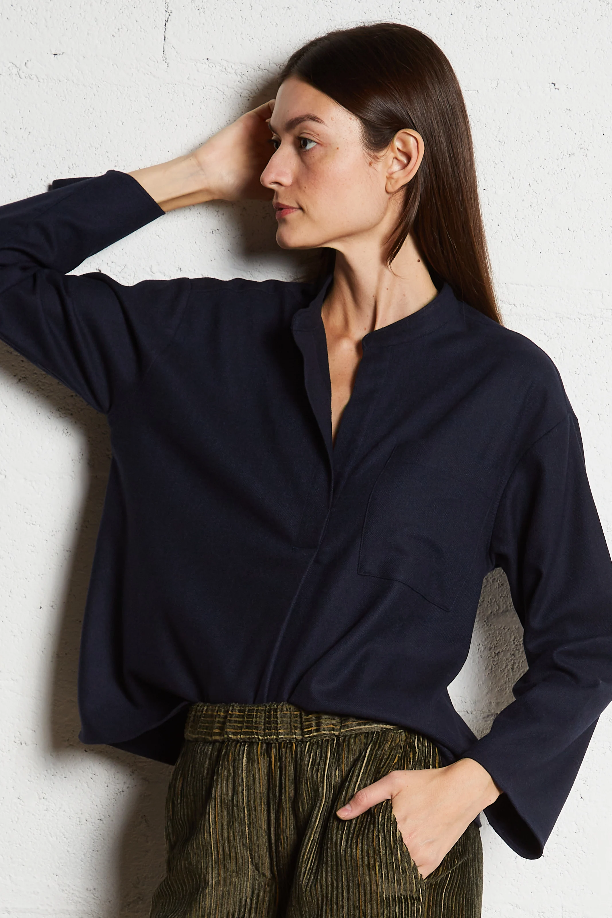 TISSA - Top col tunisien droit en maille | Bleu