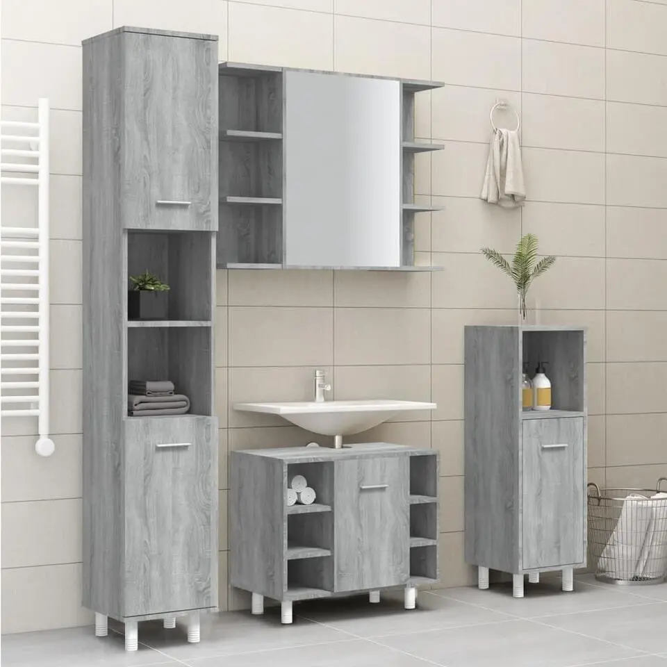 vidaXL - Kolomkast met 2 deuren - Grijs sonoma eiken - Hout - 30x30x179 cm