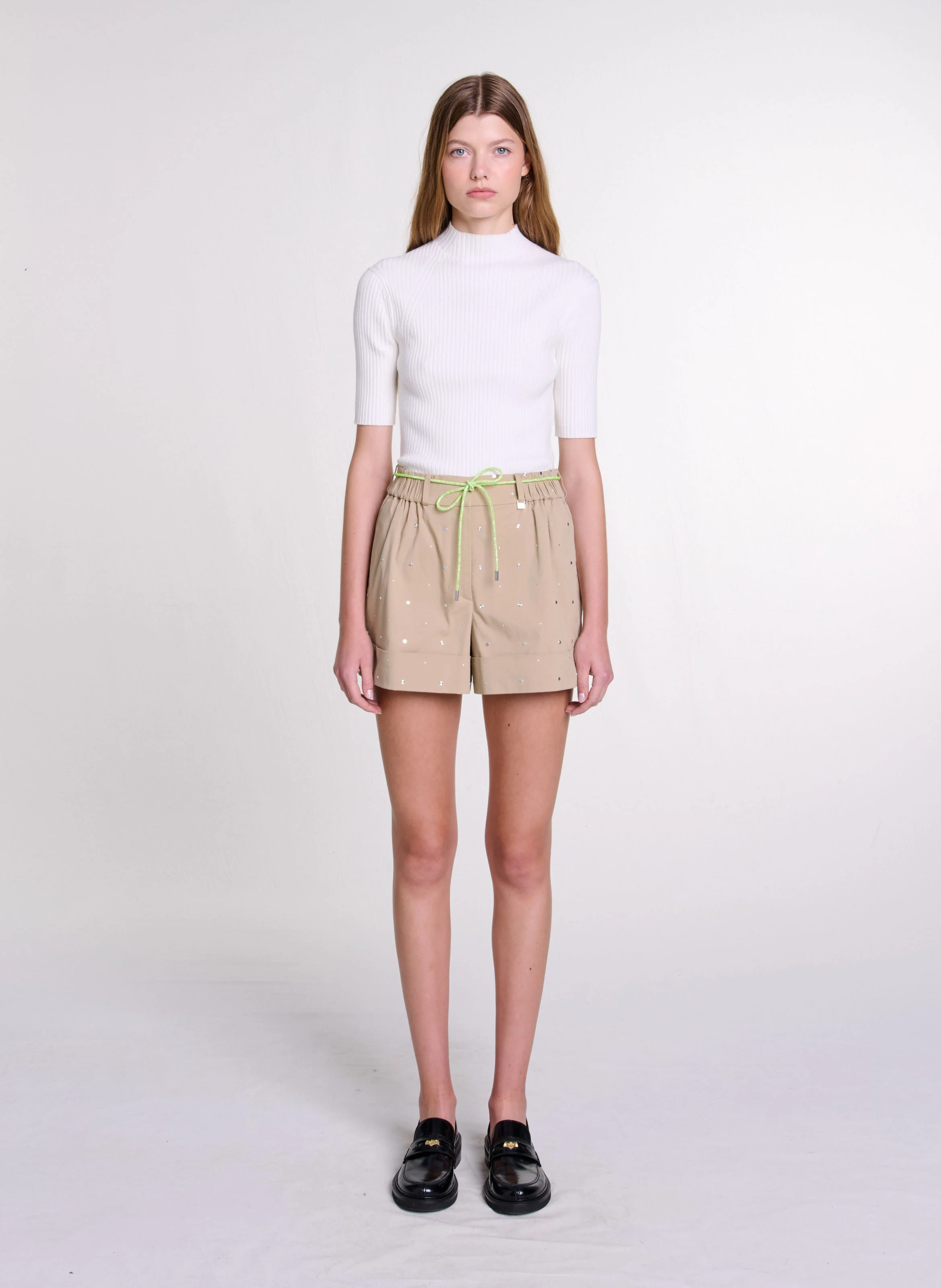 Short droit en coton | Beige