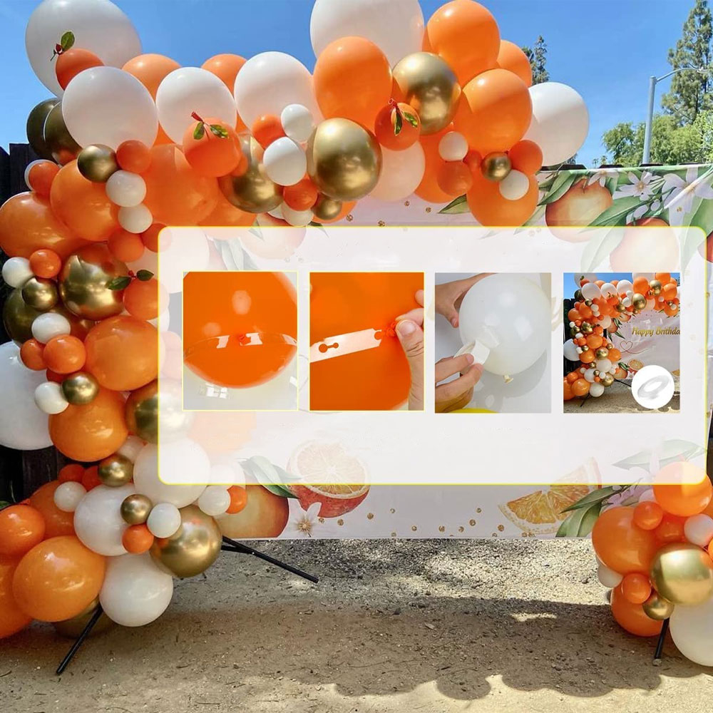 (103-tlg. Set) Party Deko Ballons Latex Luftballons - Orange / Gold / Beige