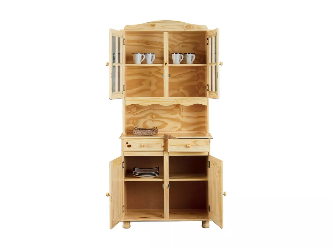 STAN - Buffet Vaisselier 4 Portes 2 Tiroirs Bois Massif