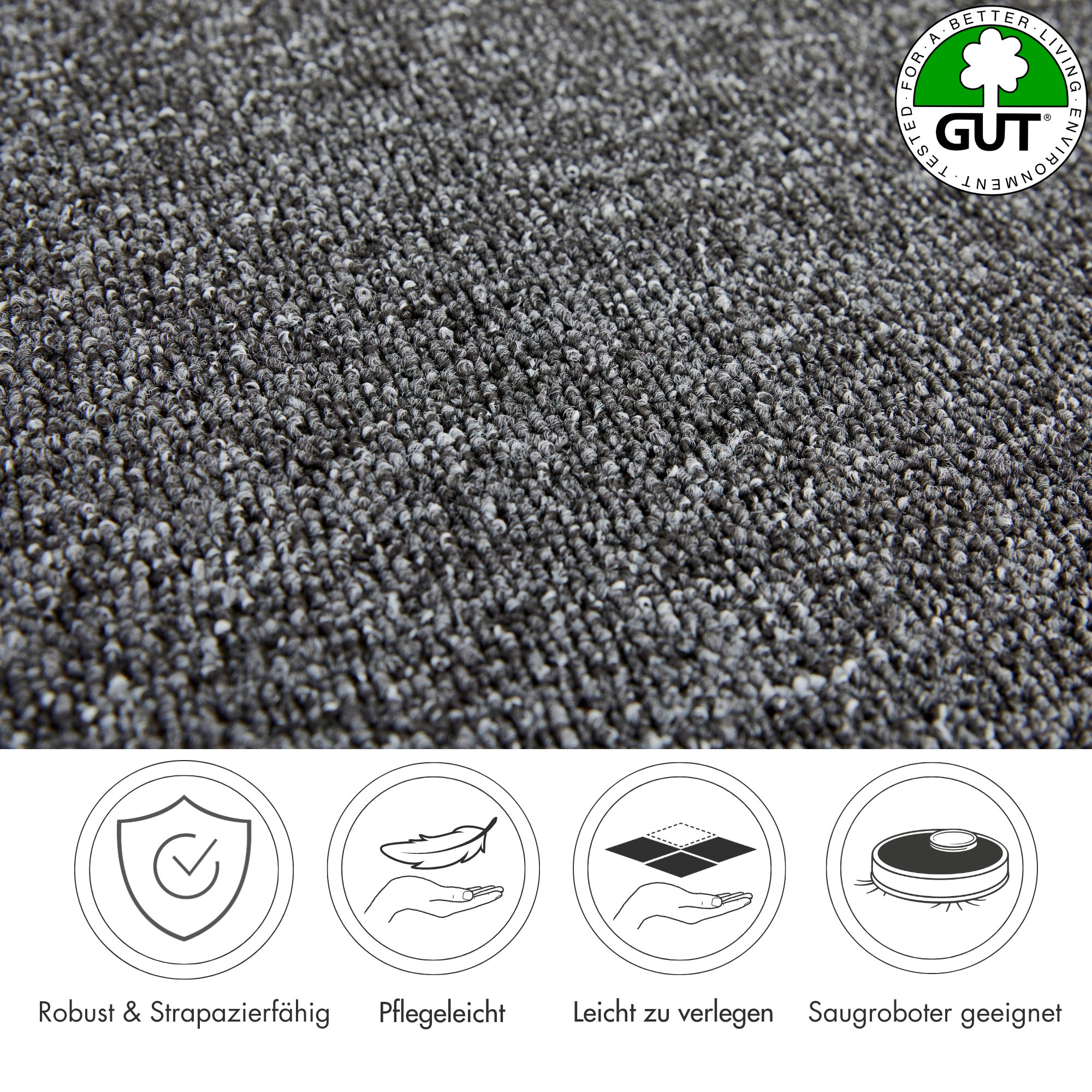 Andiamo Teppichboden »Luton, Feinschlinge, Made in Netherlands« rechteckig 6 mm Höhe meliert, Breite 400 cm oder 500 cm, strapazierfähig & pflegeleicht