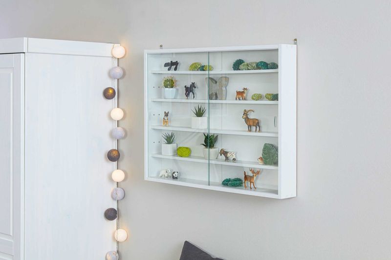Inter Link - Verzameldisplaykast - Hangende Vitrinekast - Glazen Deuren - Wit