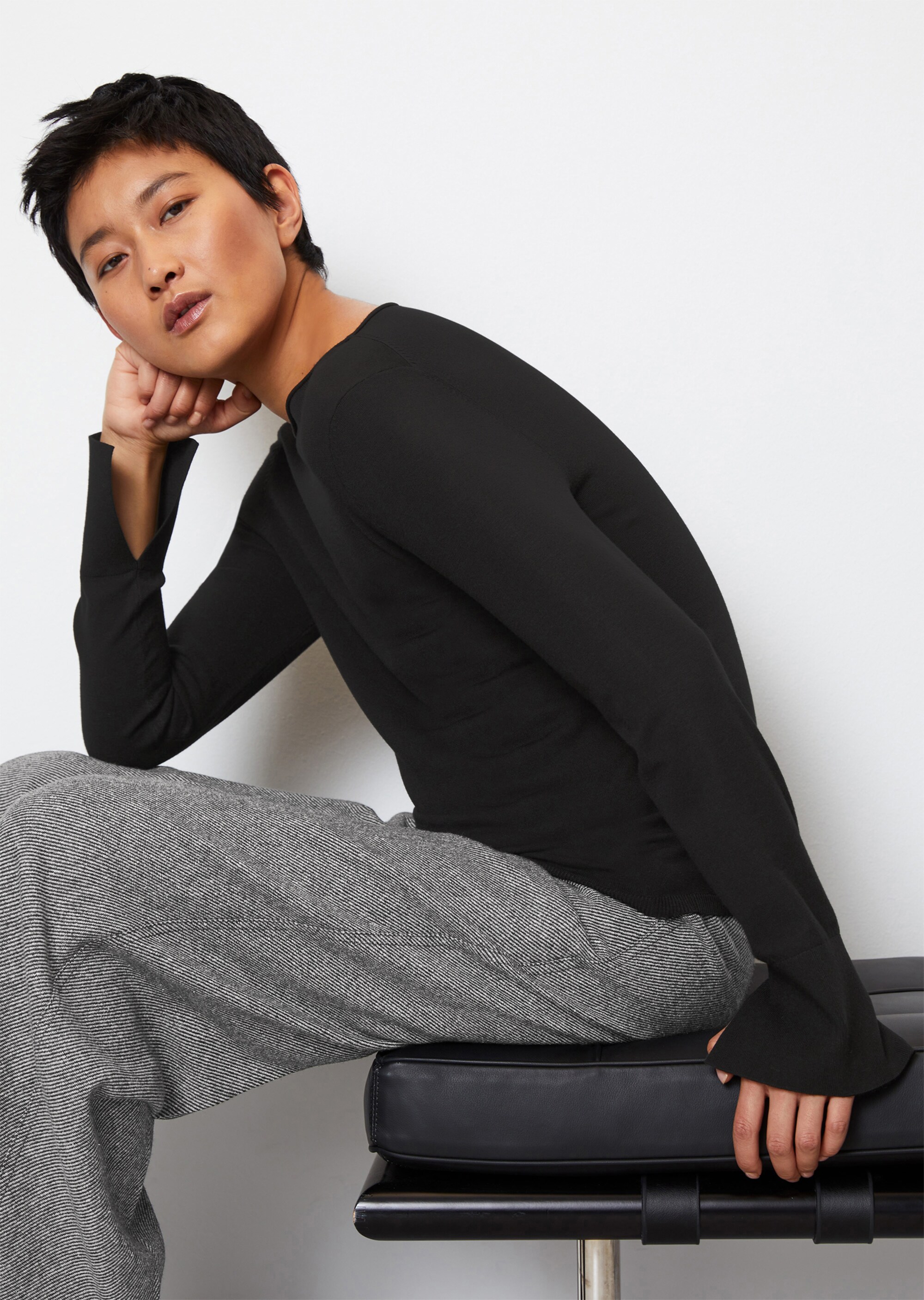 Feinstrick-Pullover slim aus LENZING™ ECOVERO™