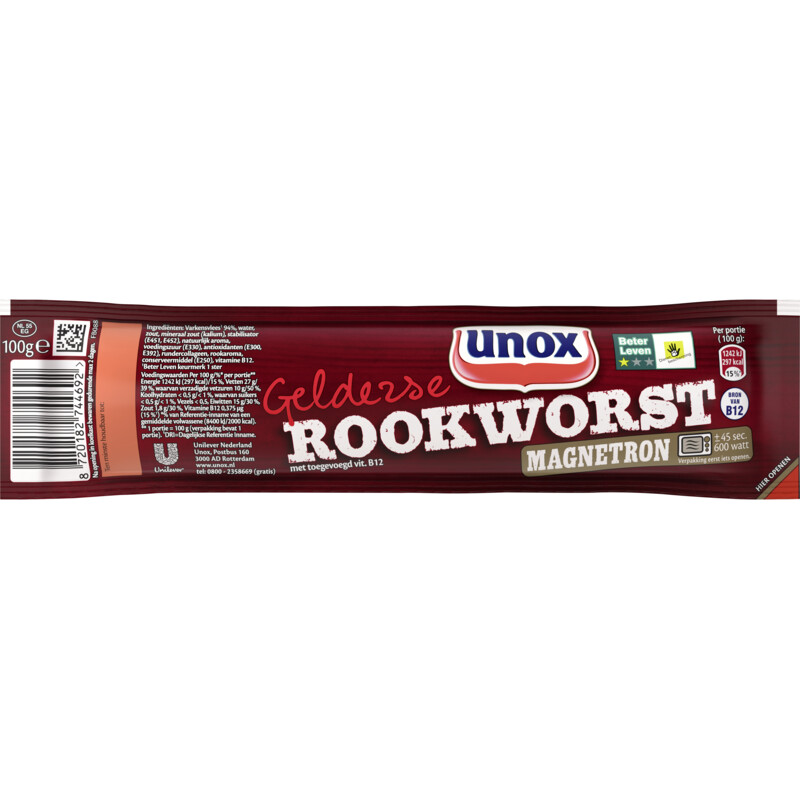 Unox Gelderse rookworst magnetron