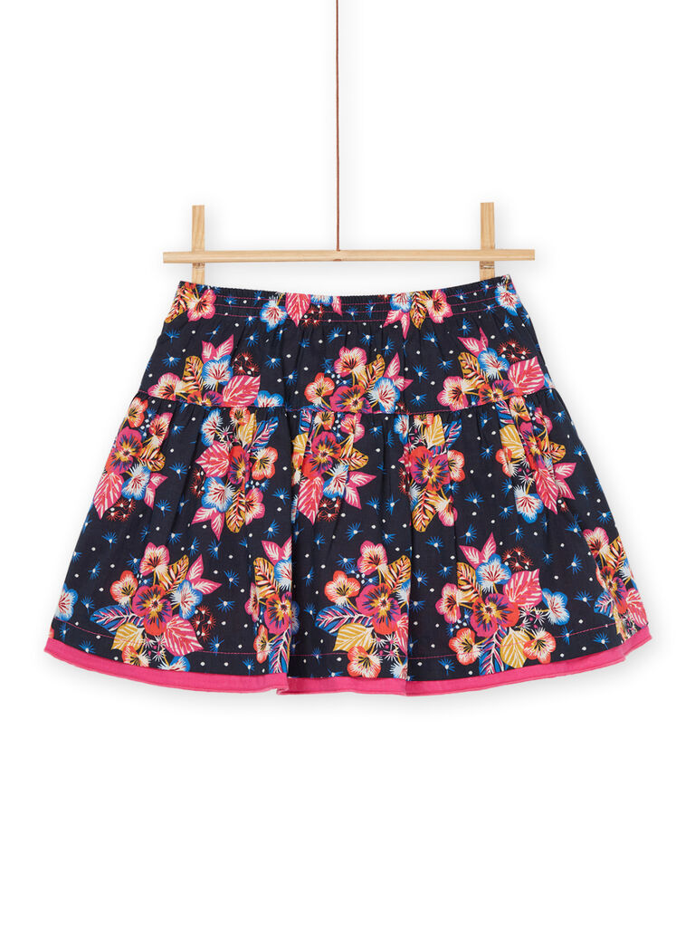 Jupe volantée noirine et rose réversible