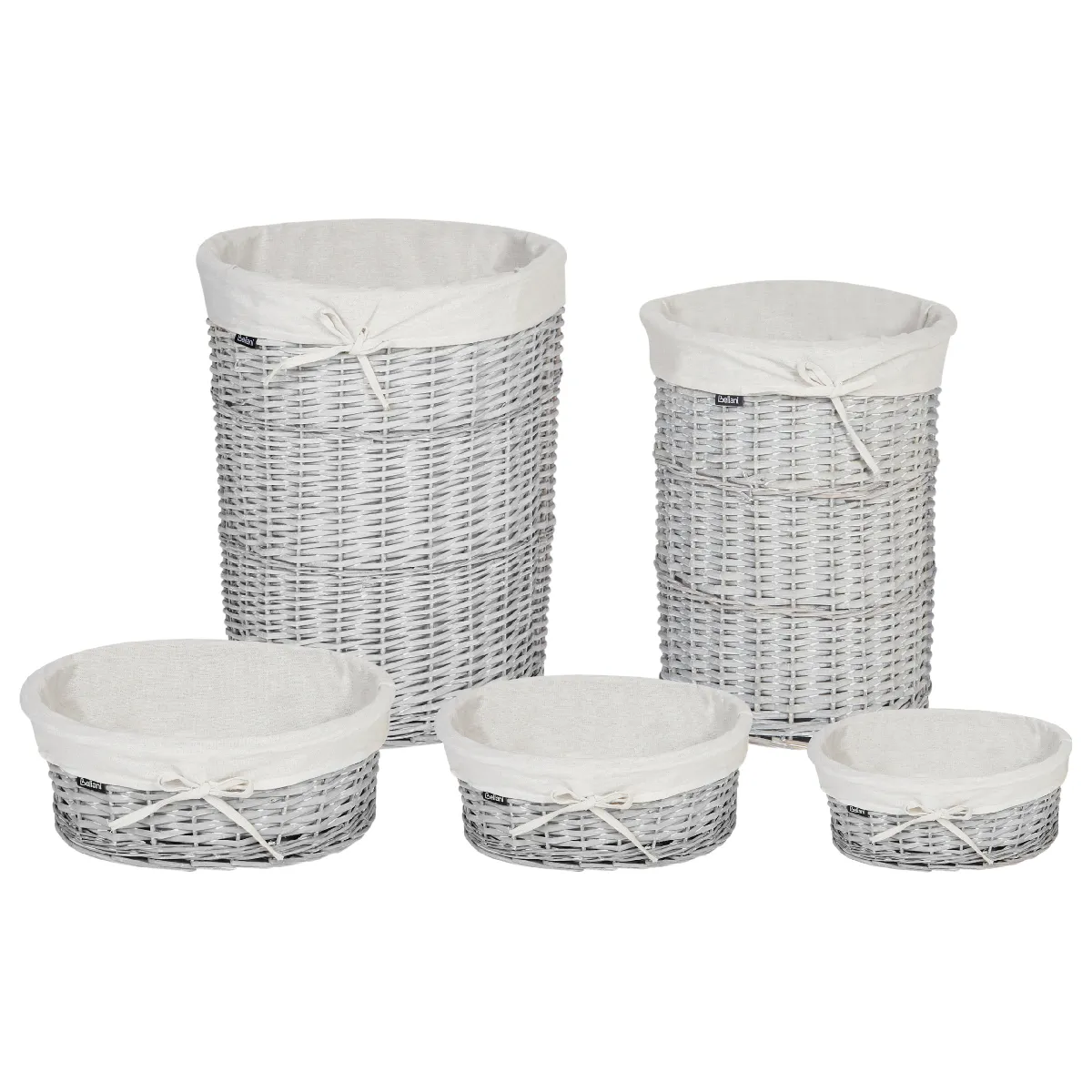 Beliani Lot de 5 paniers VAKARI - Blanc