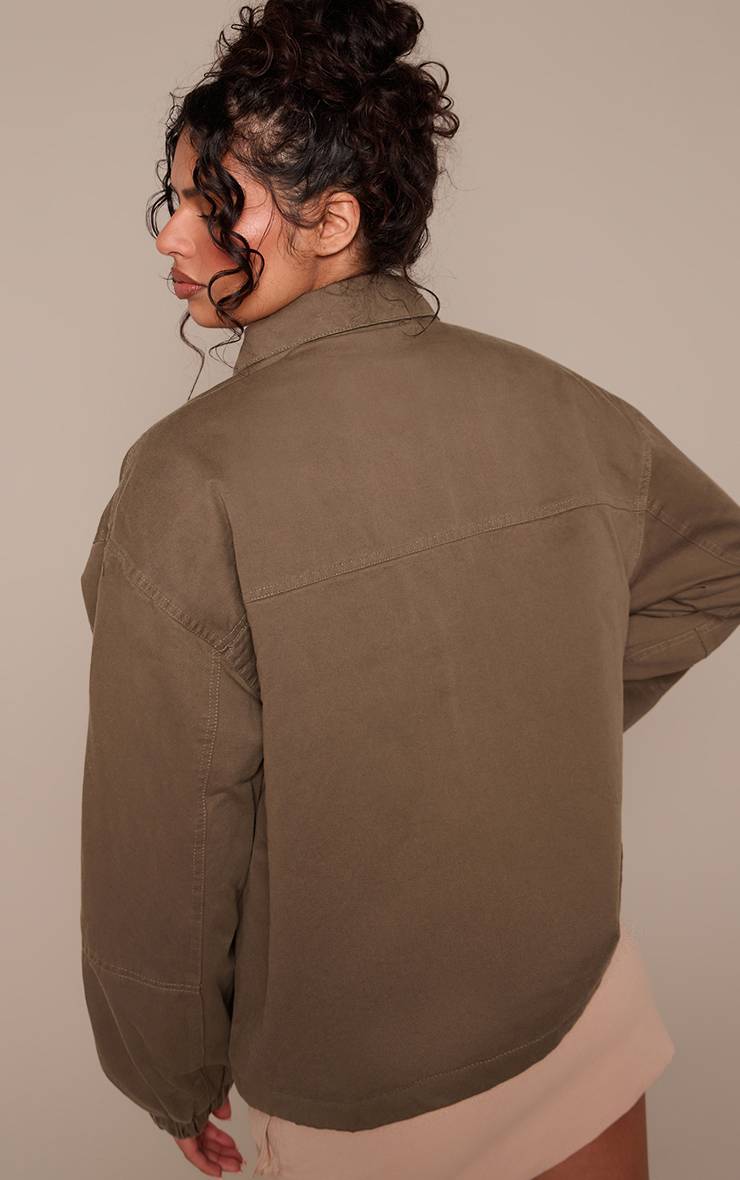 Kaki Veste Oversize En Sergé