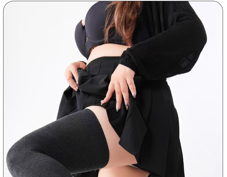 uliaque - Plus Size Fleece Gevoerde Overknee Kousen