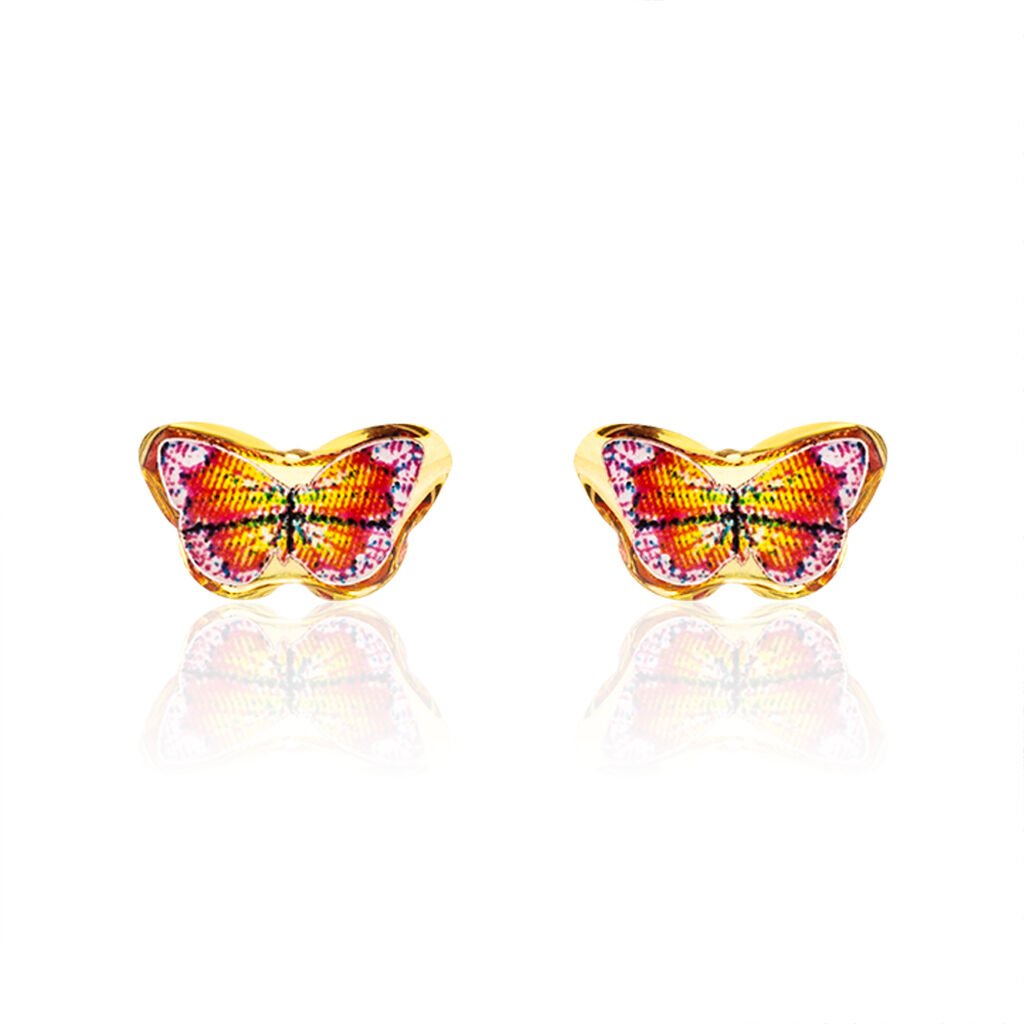 Boucles D'oreilles Puces Sulivia Papillon Or Jaune