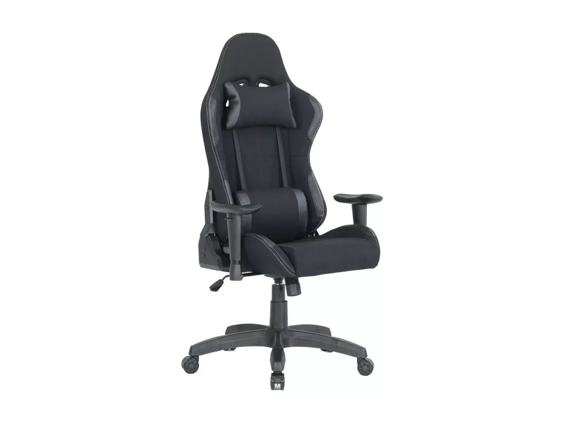 Chaise de jeu Bundaberg, Fauteuil de jeu pour adultes, Chaise de bureau, 57x72h124/134 cm, Noir