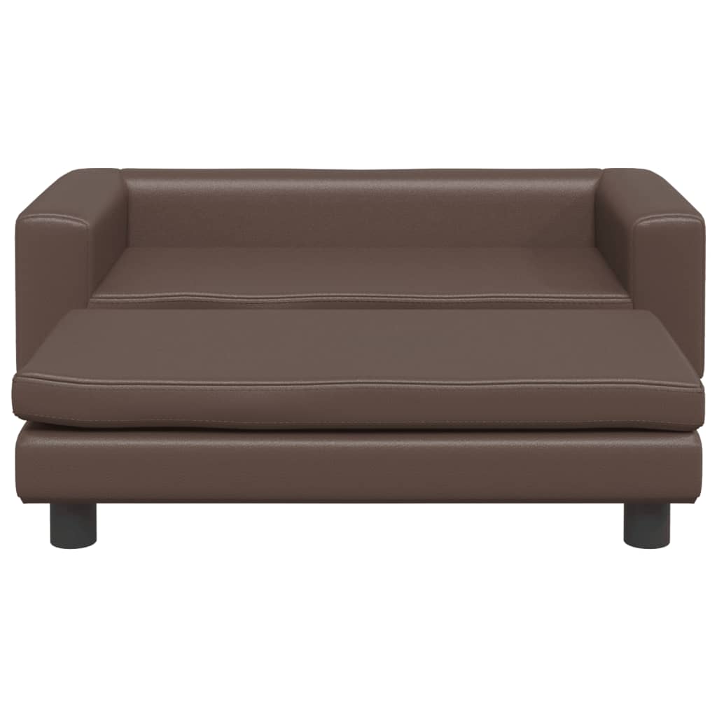 Cama para cães vidaXL com extensão, couro sintético, marrom, 100x50x30cm