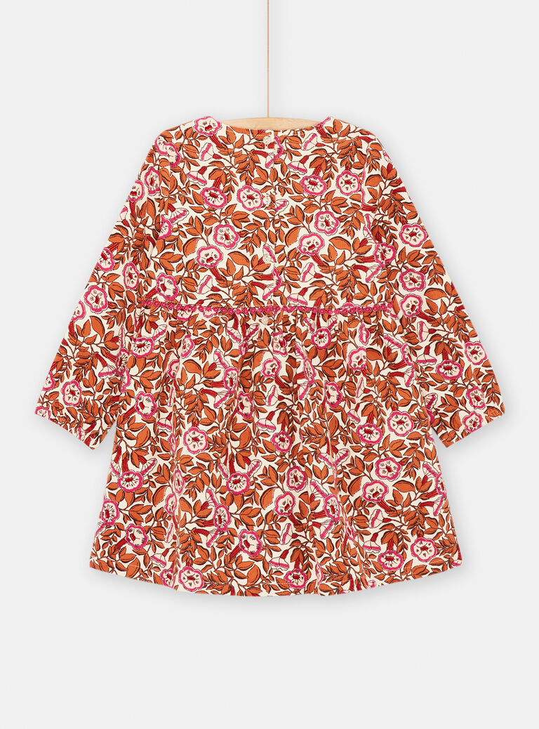 Robe écru foncé imprimé floral pour enfant fille