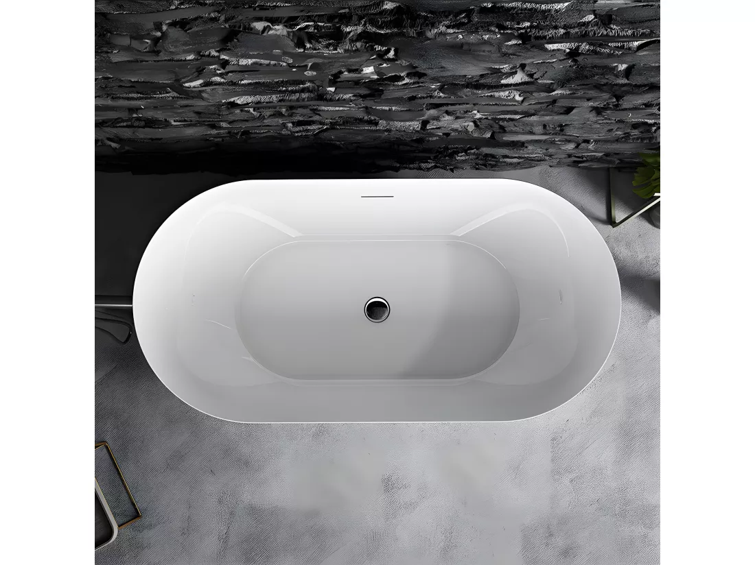 Baignoire îlot design ovale LISBON blanche 160 cm Brillant