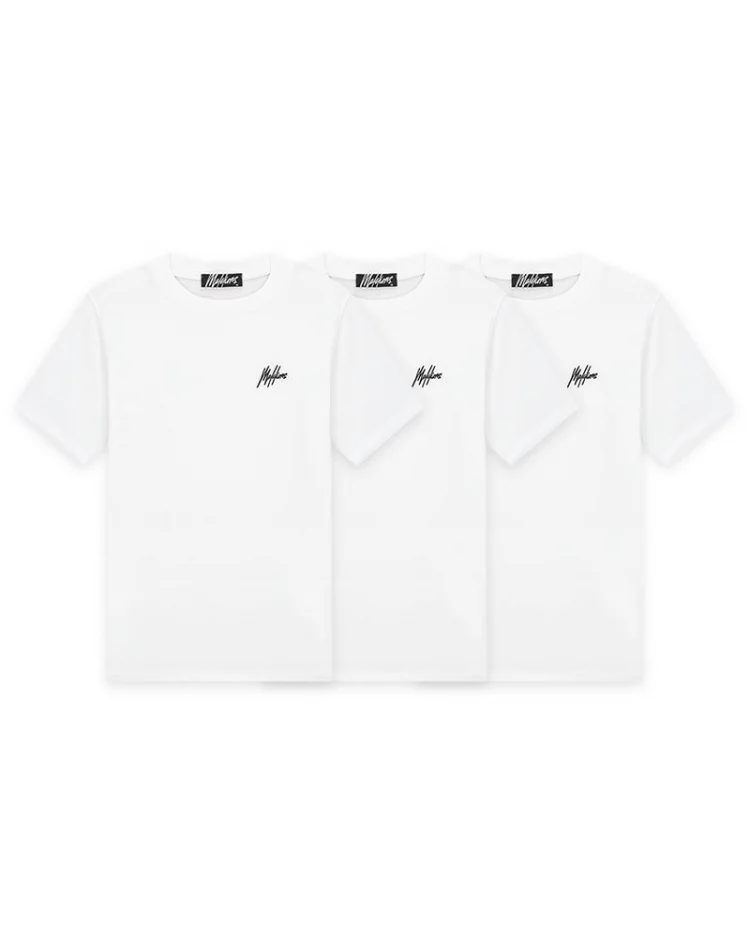 Malelions Signature T-Shirt 3-Pack Heren Wit/Wit/Wit