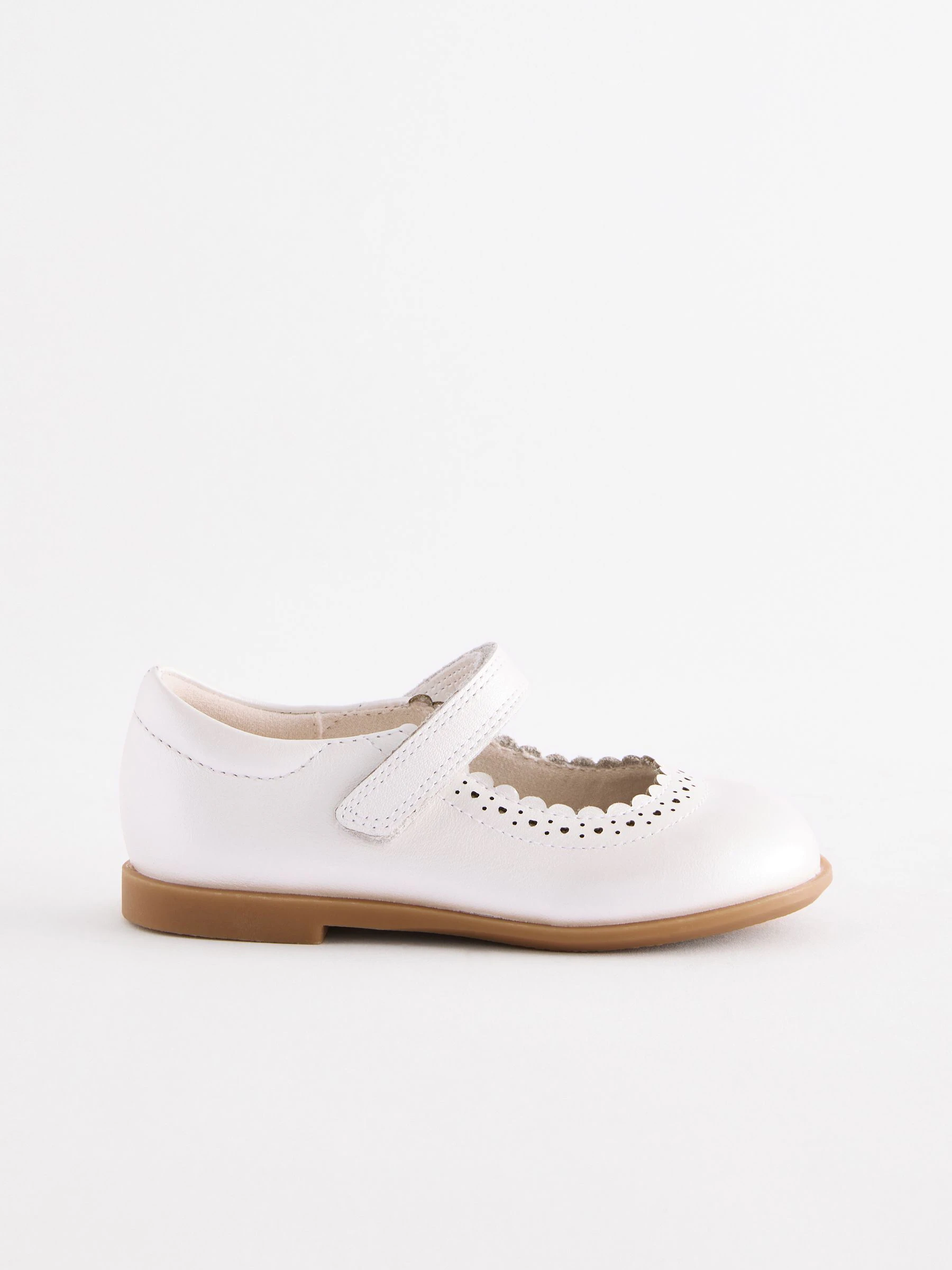 Zilver - Leren brogue schoenen met klittenbandsluiting