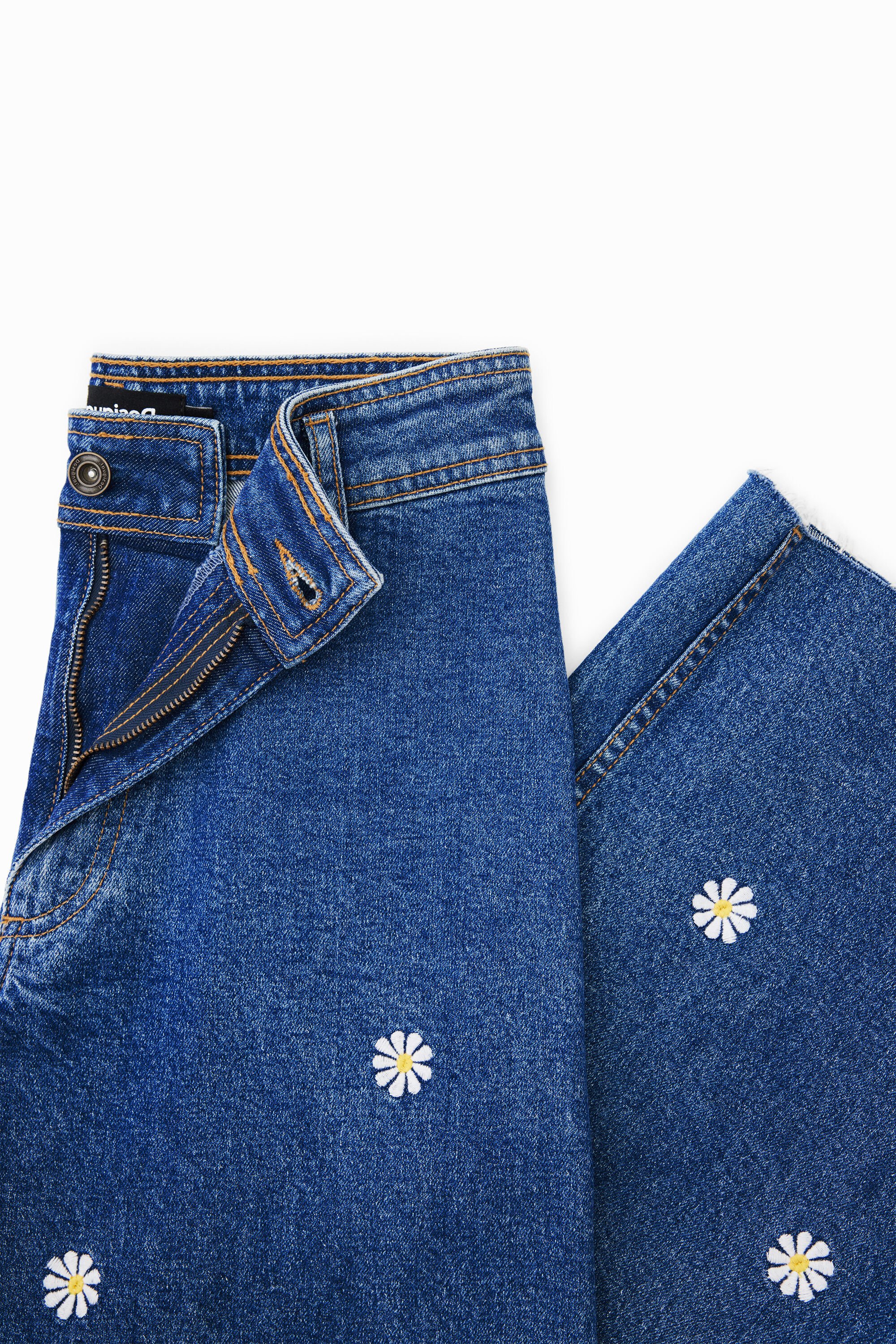 Jupe-culotte en jean marguerites
