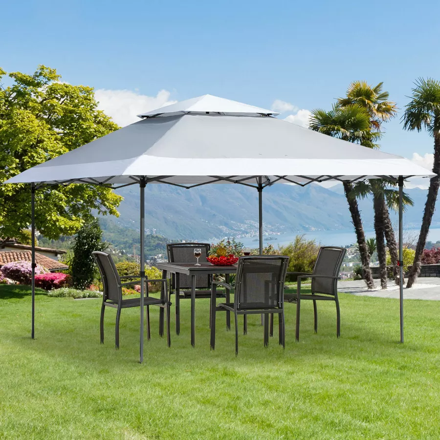 Outsunny Pop-Up-Pavillon zusammenfaltbar grau, weiß