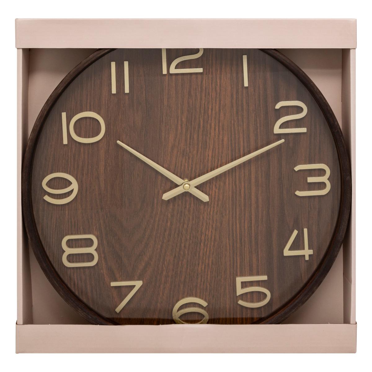HORLOGE IVANA BOIS MARRON D.38CM