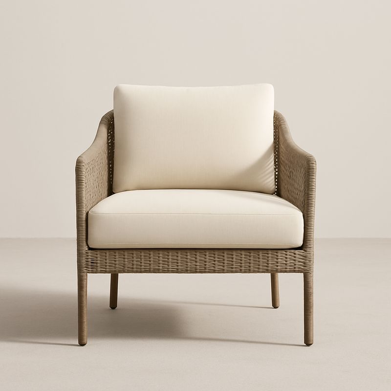 Polyrattan Sessel Beige Polyester 76 cm x 80 cm x 85 cm
