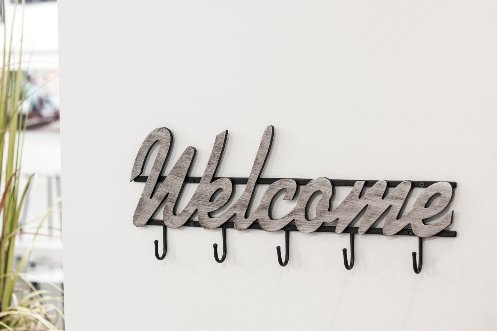 Wandgarderobe Welcome 18 Schwarz/Silber ca. 60 x 24 x 4 cm