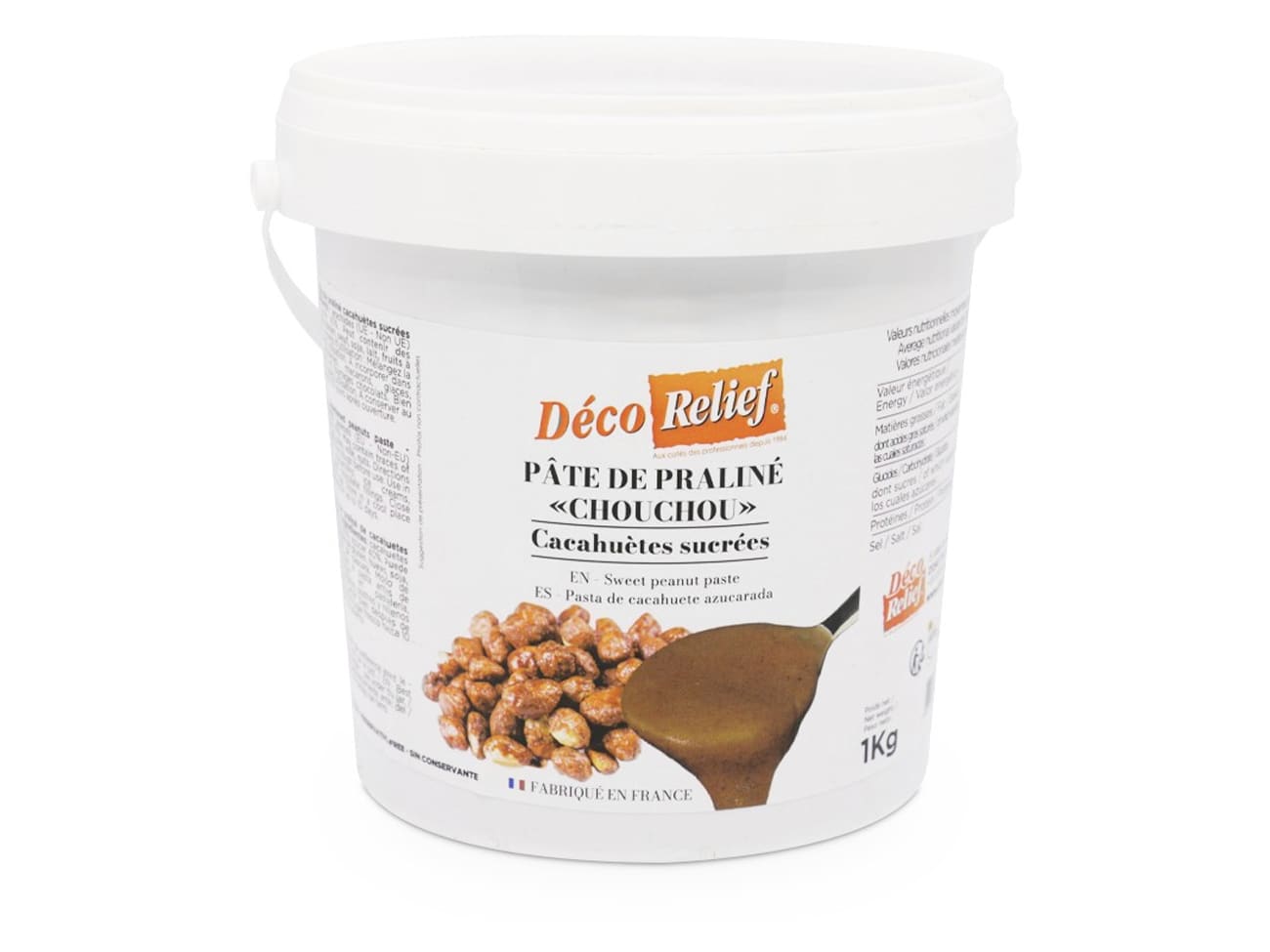 Pâte de Praliné 60% - CHOUCHOU cacahuètes - 1 kg - Déco Relief