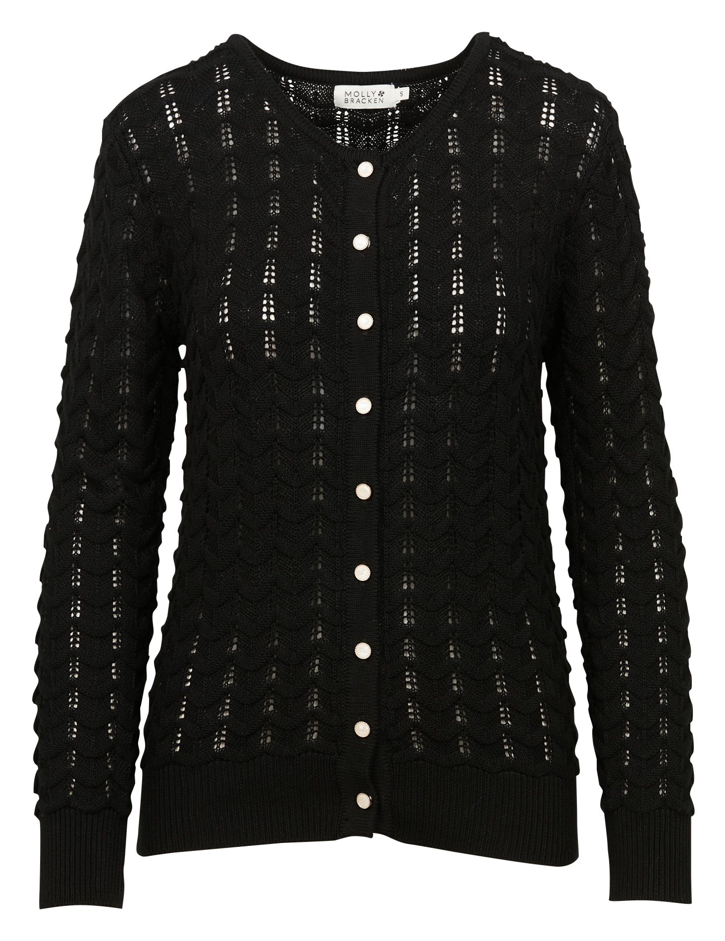 Gilet col rond ajouré | Noir
