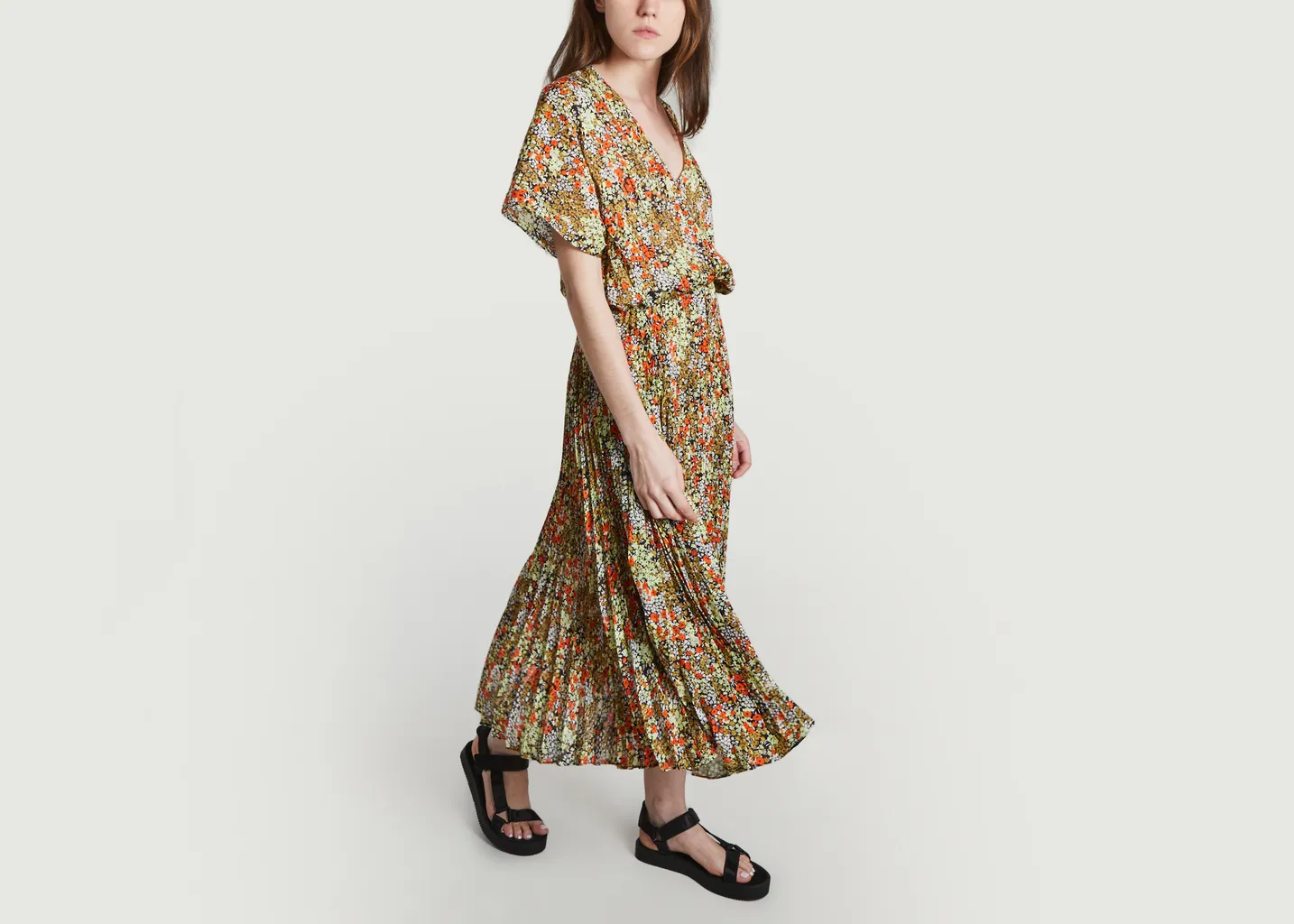 Robe longue plissée motif fleuri Andorothe Samsoe Samsoe