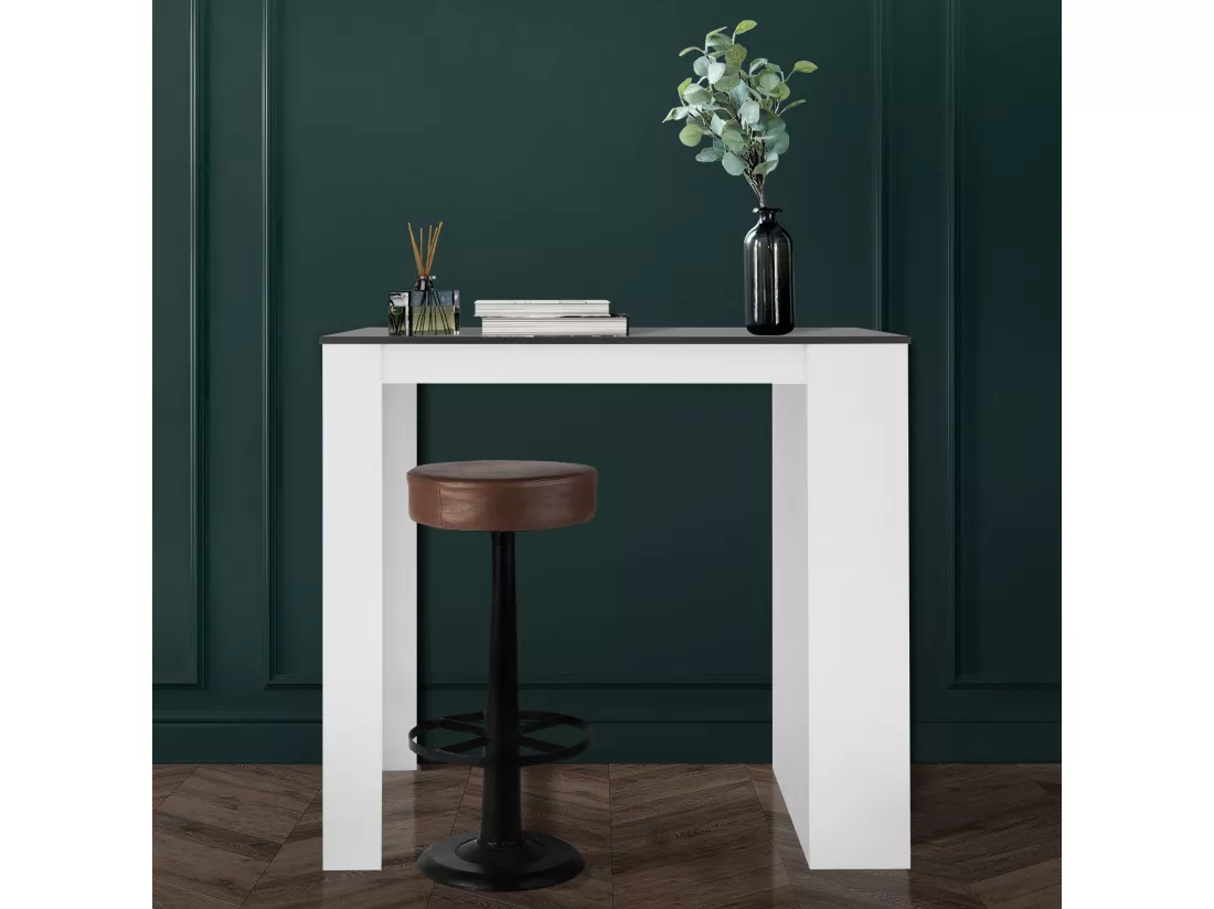 Table de bar blanc/anthracite 3 étagères rangement table de bistrot ML-DESIGN