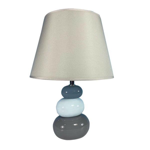 Lampe de bureau gris bleu céramique textile (22,5 x 32 x 8,5 cm)