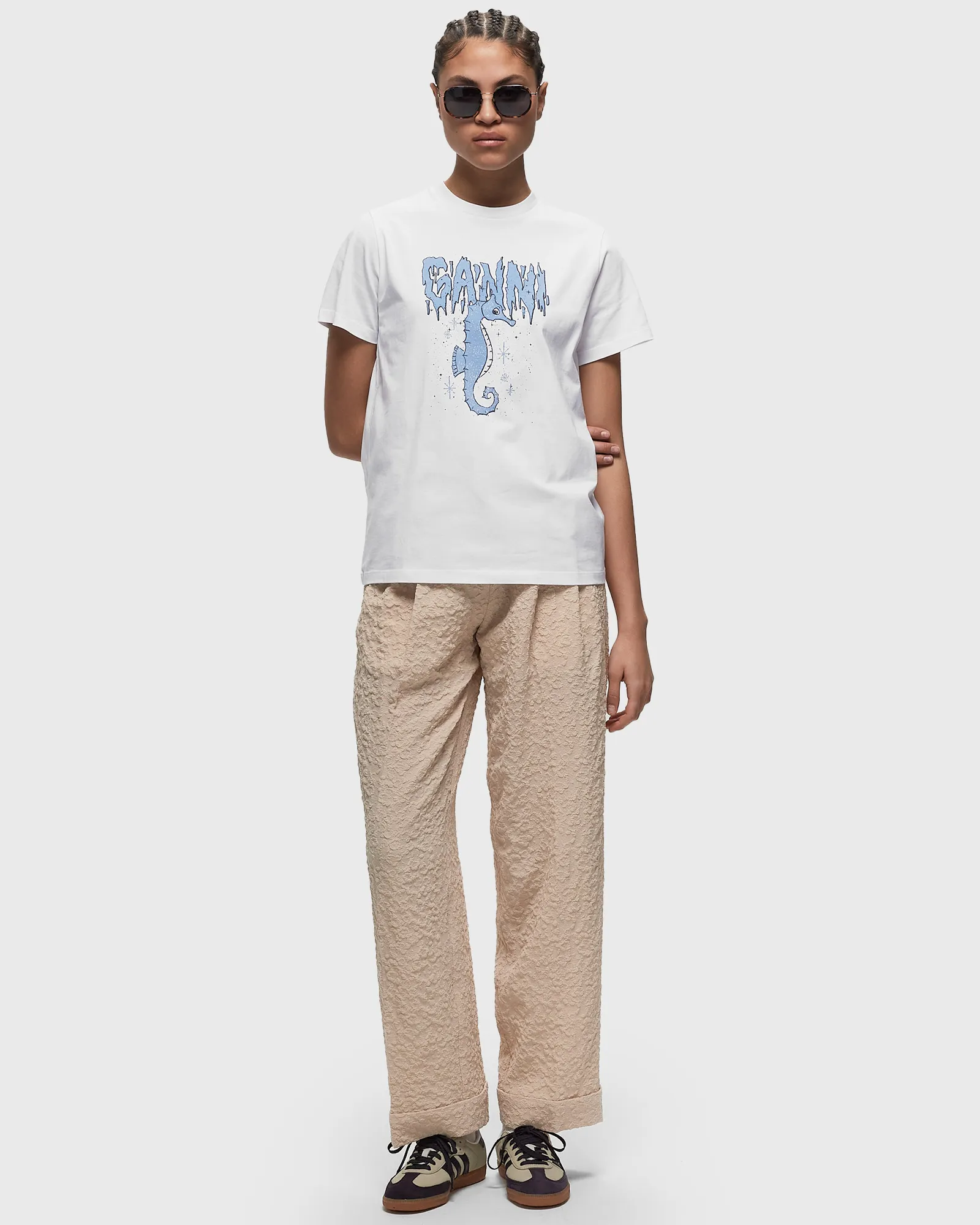 Ganni Basic Jersey Seahorse Relaxed Tee