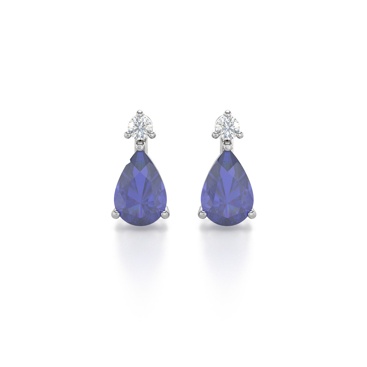 Boucles d'oreilles ADEN Or 585 Blanc Tanzanite et Diamants 1.15grs