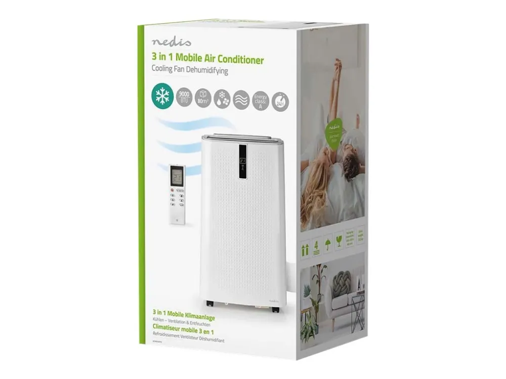 Nedis - Airconditioner - mobil - 2.6 EER - hvid/sort