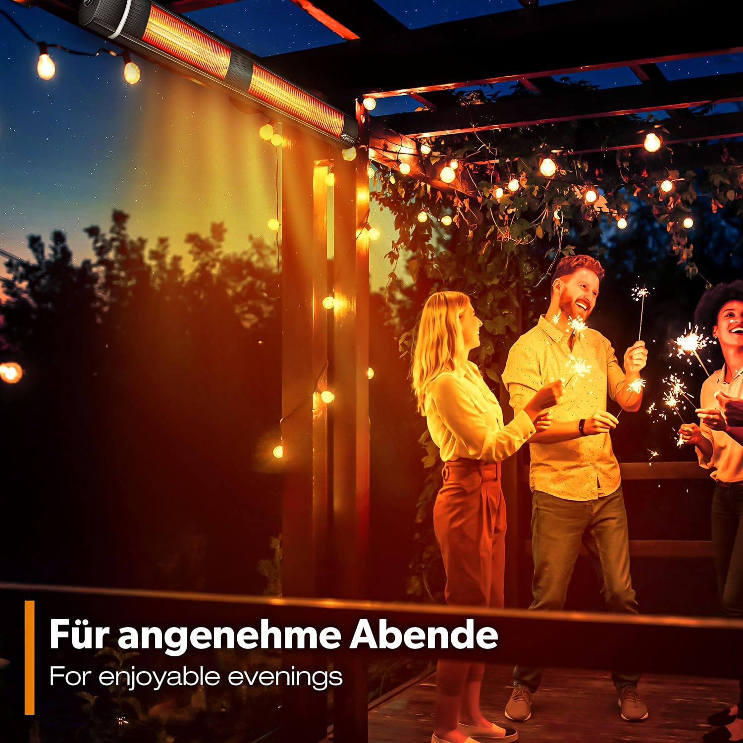 TRESKO Infrarot Heizstrahler 3000W mit Fernbedienung | Wärmestrahler Terrasse elektrisch mit 3 Heizstufen | Terrassenstrahler Innen & Außen | Wand Infrarotstrahler Wickeltischstrahler