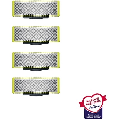 Accessoire rasage Philips Pack de 4 lames de remplacement tondeuse OneBlade QP240/50 Chrome foncé