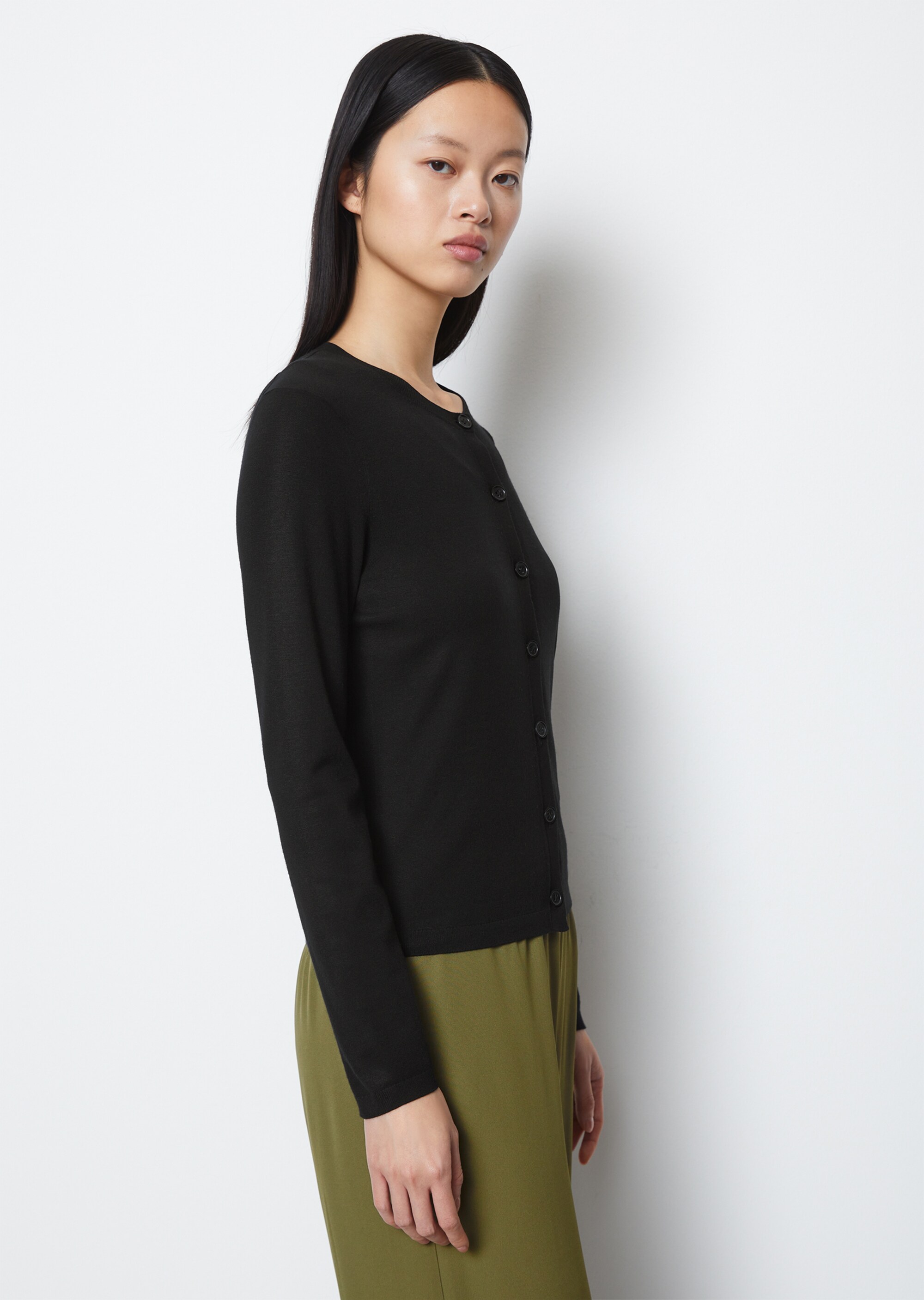 Feinstrick-Cardigan slim aus LENZING™ ECOVERO™
