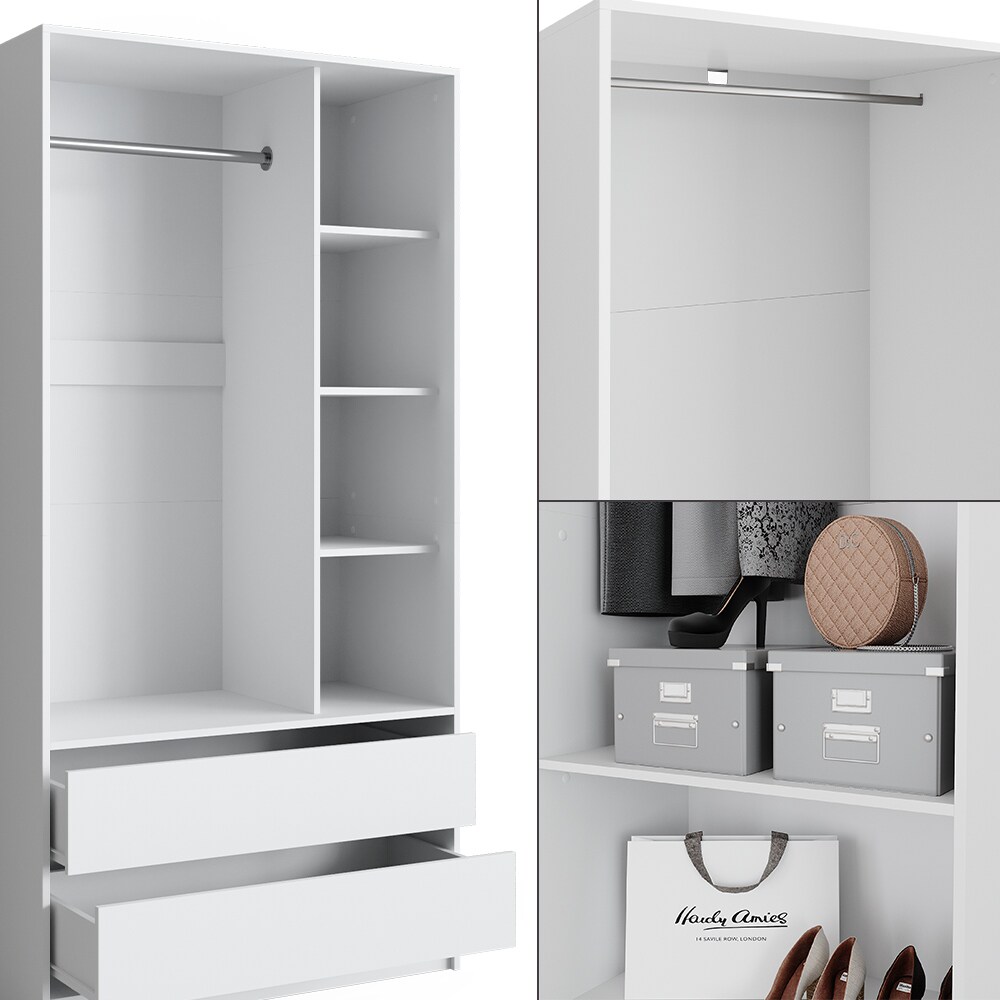 Vicco Kleiderschrank Elmo Weiß 80 x 200 cm Set mit 2 Teile